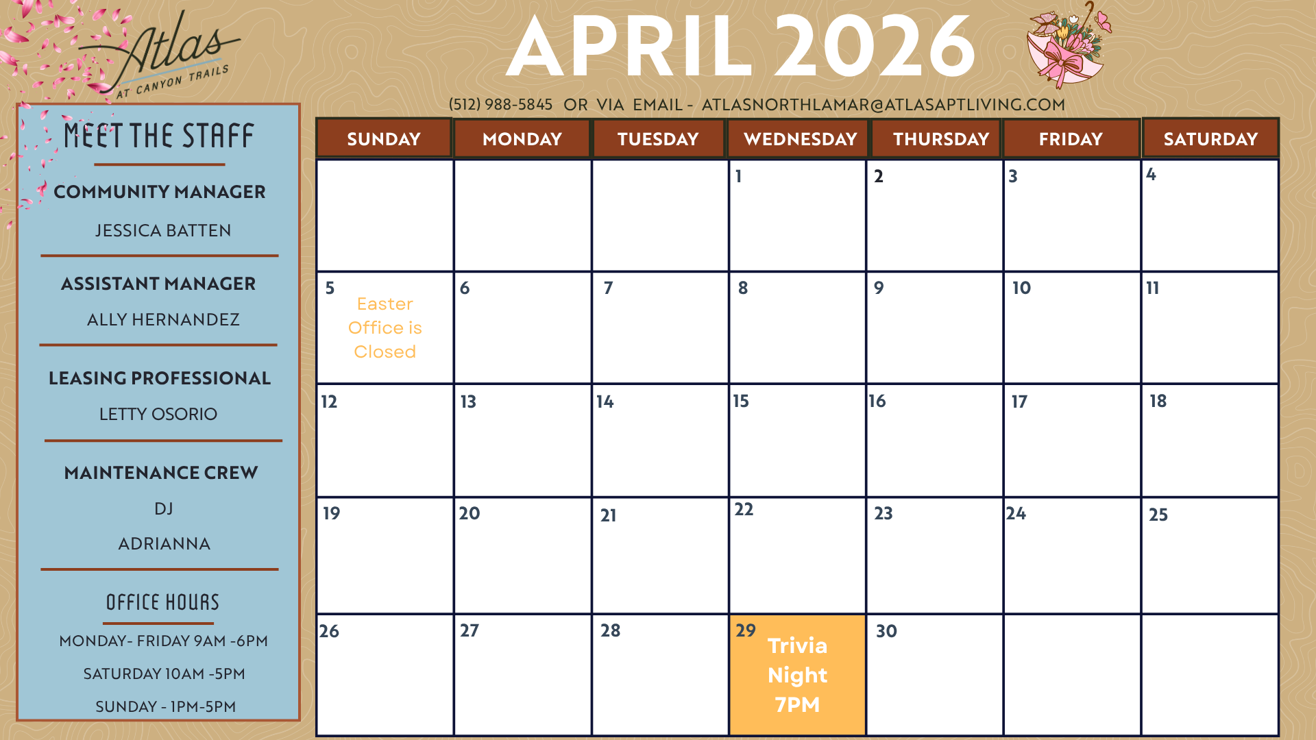 Atlas at Canyon Trails |April Event Calendar