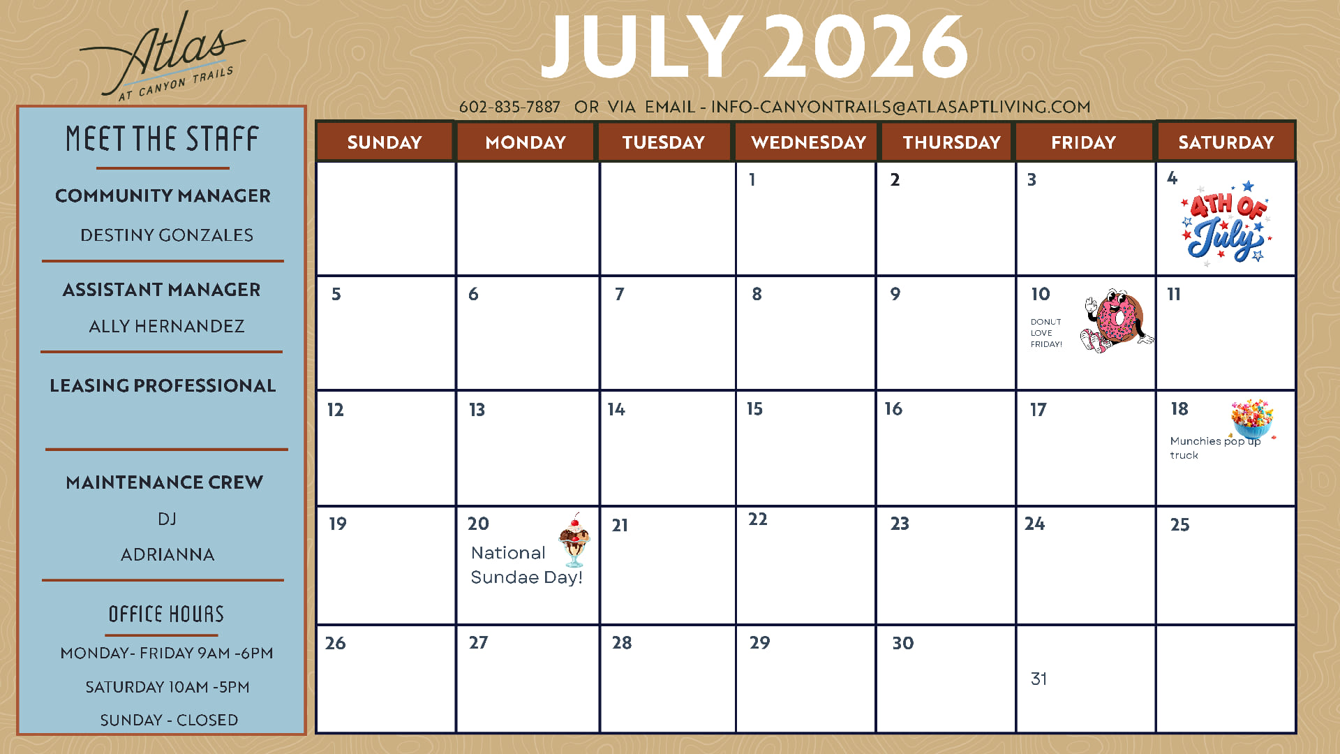 Atlas at Canyon Trails |July Event Calendar
