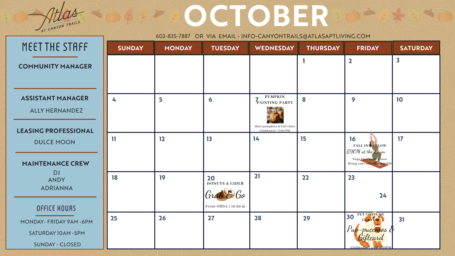 Atlas at Canyon Trails |October Event Calendar