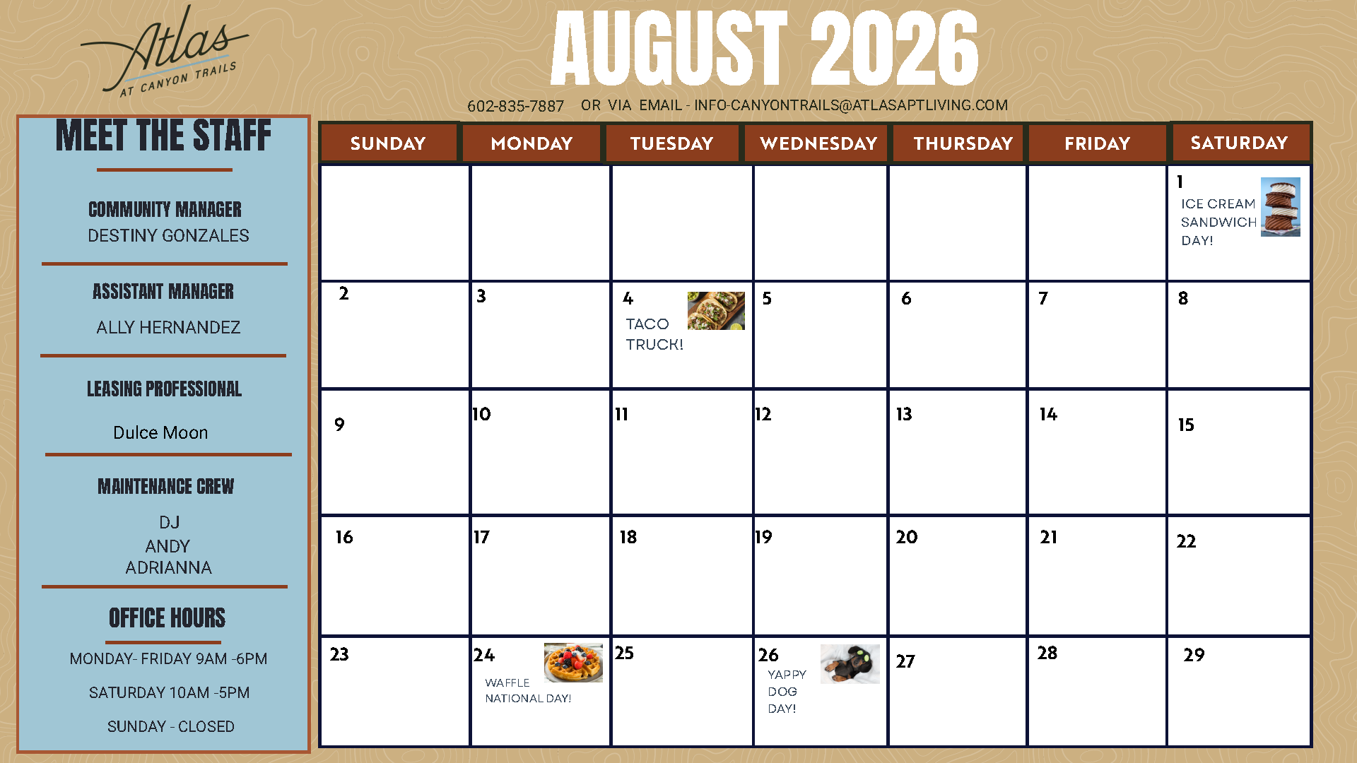 Atlas at Canyon Trails |August Event Calendar